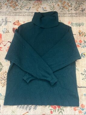 Free People Dark Teal Ribbed Turtleneck Sweater